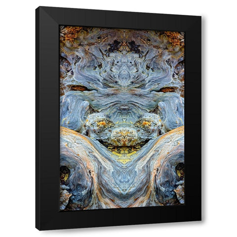 Abstract pattern in driftwood-Bandon Beach-Oregon Black Modern Wood Framed Art Print by Jones, Adam