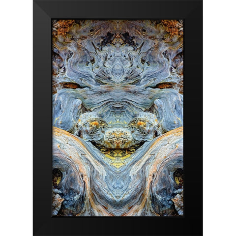 Abstract pattern in driftwood-Bandon Beach-Oregon Black Modern Wood Framed Art Print by Jones, Adam