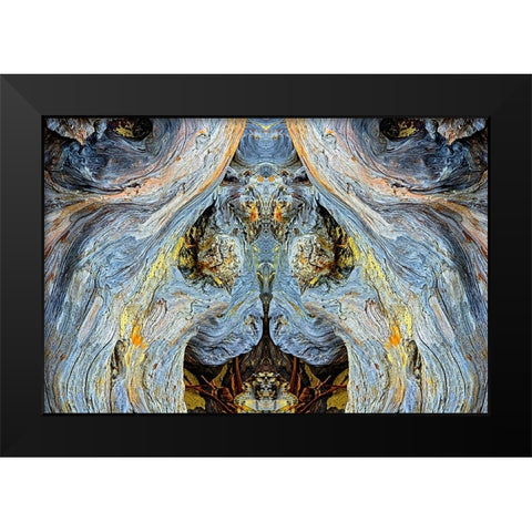 Abstract pattern in driftwood-Bandon Beach-Oregon Black Modern Wood Framed Art Print by Jones, Adam