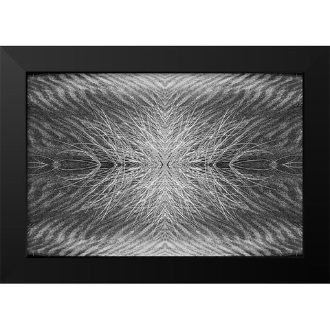 Grass pattern reflected and flipped-Bandon-Oregon Black Modern Wood Framed Art Print by Jones, Adam