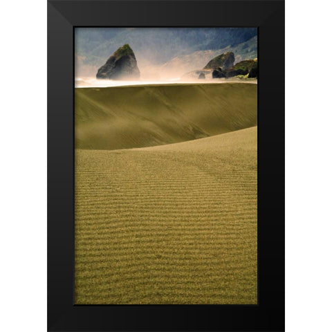 USA, Oregon Sand dunes in late light along coast Black Modern Wood Framed Art Print by Rotenberg, Nancy