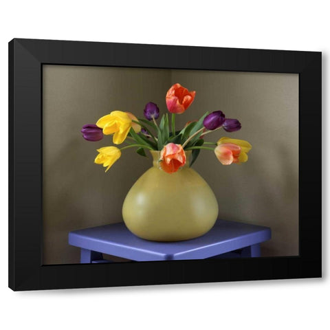 OR, Portland Tulips in antique glass vase Black Modern Wood Framed Art Print by Terrill, Steve