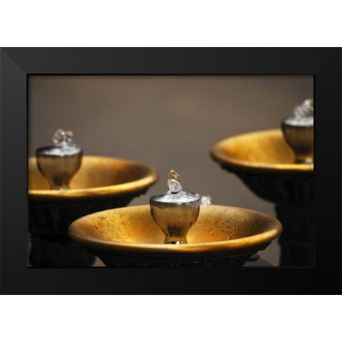 OR, Portland Benson Bubblers in downtown Black Modern Wood Framed Art Print by Terrill, Steve