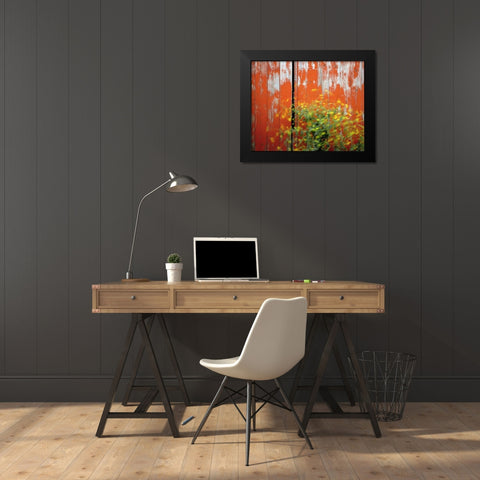 OR, Wallowa Co, Wind blowing wild mustard plant Black Modern Wood Framed Art Print by Terrill, Steve