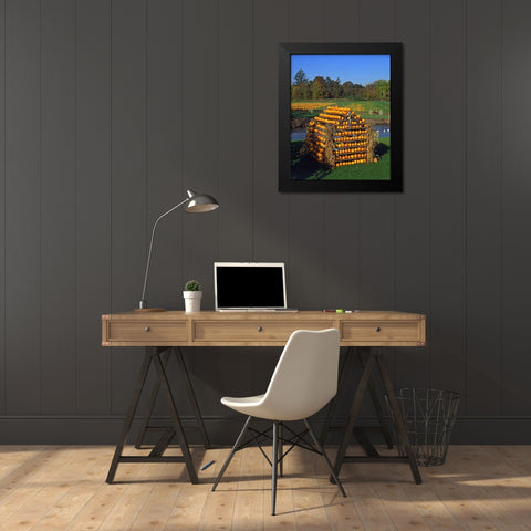 OR, Willamette Valley House made of pumpkins Black Modern Wood Framed Art Print by Terrill, Steve