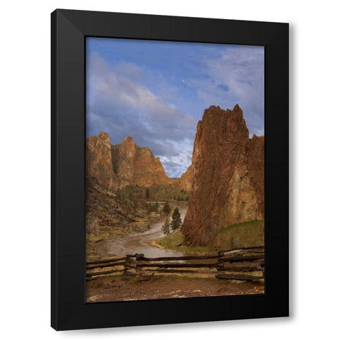 Oregon View of Crooked River in Smith Rock SP Black Modern Wood Framed Art Print by Paulson, Don