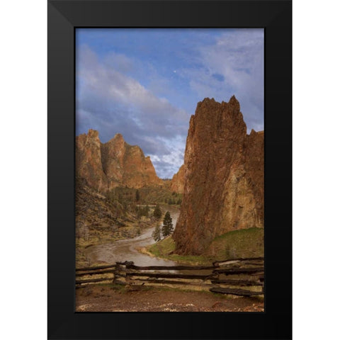 Oregon View of Crooked River in Smith Rock SP Black Modern Wood Framed Art Print by Paulson, Don