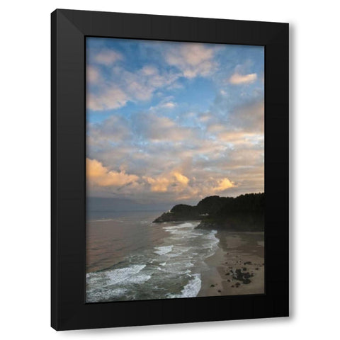 OR, Heceta Head Lighthouse in morning sky Black Modern Wood Framed Art Print by Rotenberg, Nancy