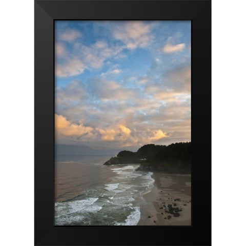 OR, Heceta Head Lighthouse in morning sky Black Modern Wood Framed Art Print by Rotenberg, Nancy