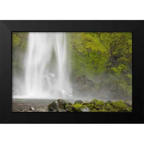 Oregon, Columbia River Gorge Elowah Falls Black Modern Wood Framed Art Print by Paulson, Don