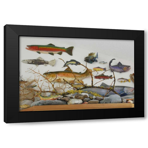OR, Portland Fish displayed on wall of home Black Modern Wood Framed Art Print with Double Matting by Terrill, Steve