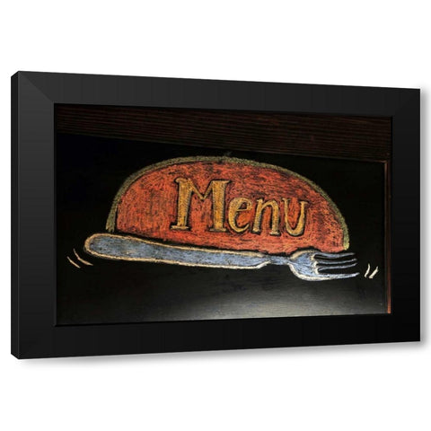 OR, Portland Menu sign at delicatessen Black Modern Wood Framed Art Print with Double Matting by Terrill, Steve