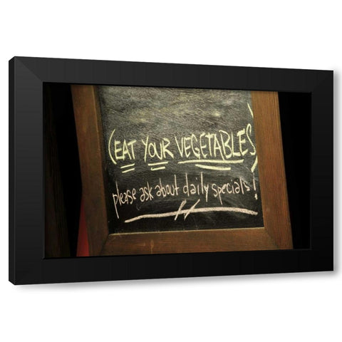 Oregon, Portland Chalkboard sign at delicatessen Black Modern Wood Framed Art Print with Double Matting by Terrill, Steve