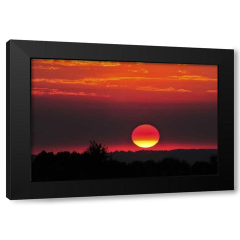 USA, Oregon, Portland Vivid red sunset Black Modern Wood Framed Art Print by Terrill, Steve