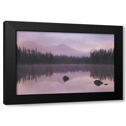 OR, Willamette NF Foggy sunrise on Scott Lake Black Modern Wood Framed Art Print with Double Matting by Paulson, Don