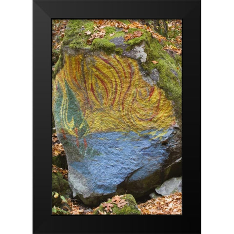 Oregon, Lake Creek Close-up of painted boulder Black Modern Wood Framed Art Print by Paulson, Don
