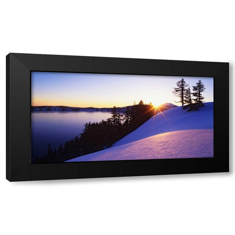 USA, Oregon, Crater Lake Sunset on winter scenic Black Modern Wood Framed Art Print by Flaherty, Dennis
