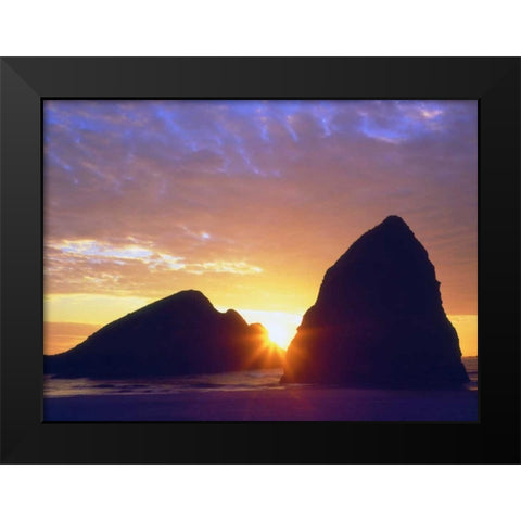 Oregon, Sunset over Gold Beach on the Coast Black Modern Wood Framed Art Print by Talbot Frank, Christopher