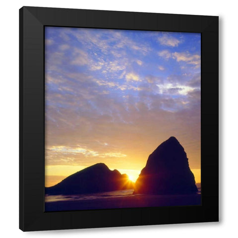 Oregon, Sunset over Gold Beach on the Coast Black Modern Wood Framed Art Print by Talbot Frank, Christopher