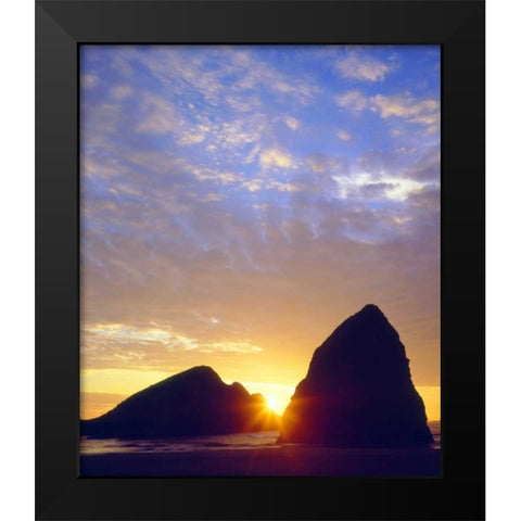 Oregon, Sunset over Gold Beach on the Coast Black Modern Wood Framed Art Print by Talbot Frank, Christopher