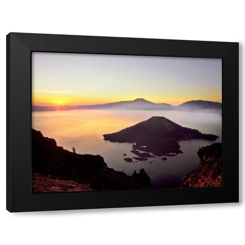 OR, Crater Lake NP Sunrise over Crater Lake Black Modern Wood Framed Art Print by Terrill, Steve