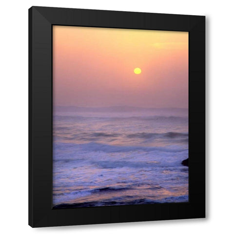 USA, Oregon Sun setting over the Pacific Ocean Black Modern Wood Framed Art Print with Double Matting by Terrill, Steve