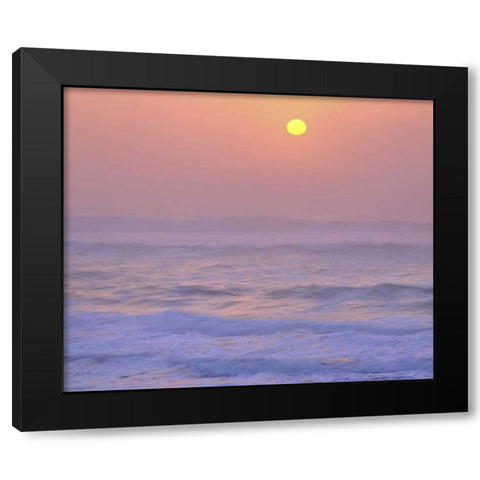 USA, Oregon Sun setting over the Pacific Ocean Black Modern Wood Framed Art Print with Double Matting by Terrill, Steve