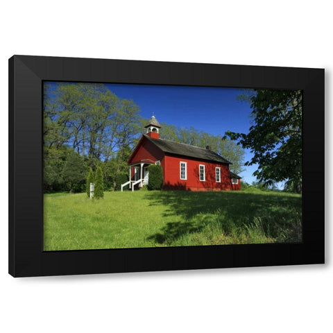 Oregon, Viola Traditional one-room schoolhouse Black Modern Wood Framed Art Print by Terrill, Steve