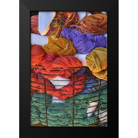 Oregon, Portland Basket of yarn bundles Black Modern Wood Framed Art Print by Terrill, Steve