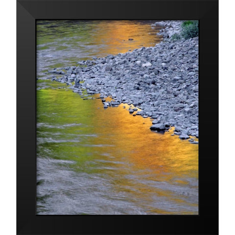 Oregon Autumn reflections in Collawash River Black Modern Wood Framed Art Print by Terrill, Steve