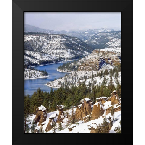OR, Jefferson Co, Scenic of The Balancing Rocks Black Modern Wood Framed Art Print by Terrill, Steve
