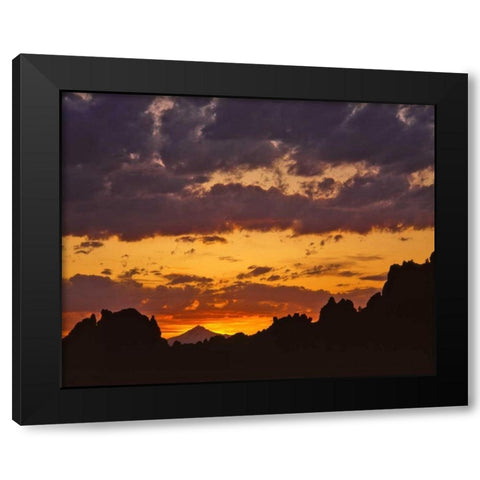 OR, Jefferson Co, Mt Jefferson and Smith Rock Black Modern Wood Framed Art Print by Terrill, Steve