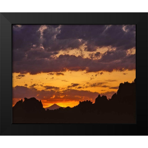 OR, Jefferson Co, Mt Jefferson and Smith Rock Black Modern Wood Framed Art Print by Terrill, Steve