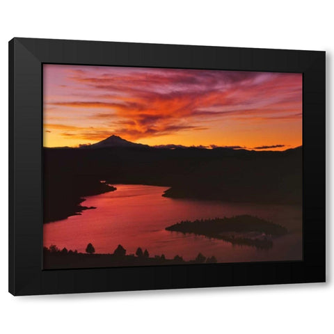OR, Jefferson Co, Lake Billy Chinook at sunset Black Modern Wood Framed Art Print by Terrill, Steve