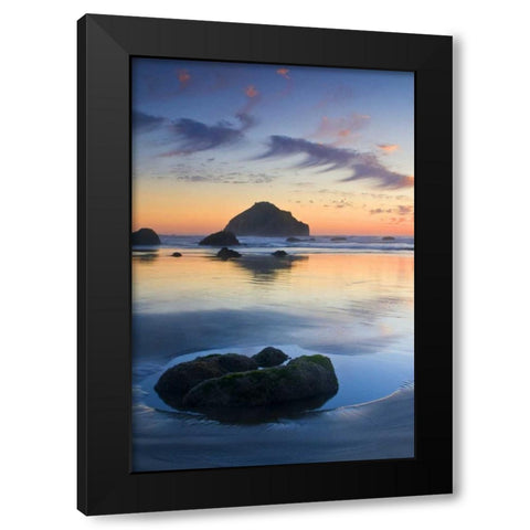 Oregon, Bandon Beach Face Rock and sea stacks Black Modern Wood Framed Art Print with Double Matting by Rotenberg, Nancy
