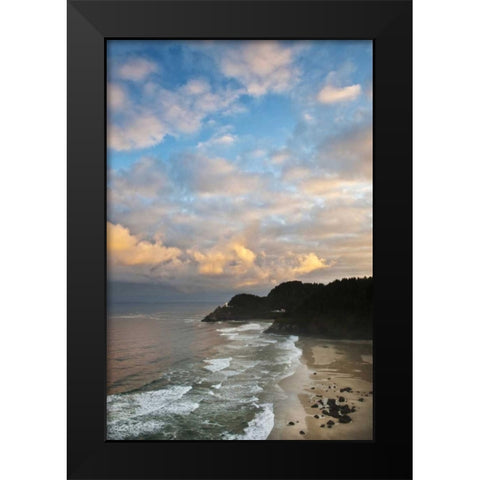 Oregon Heceta Head Lighthouse in morning light Black Modern Wood Framed Art Print by Rotenberg, Nancy