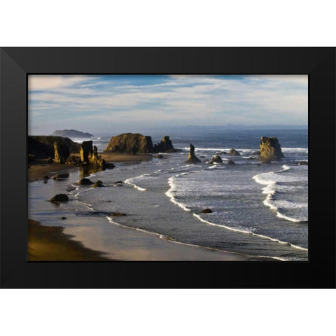 Oregon, Bandon Beach Overview of Bandon Beach Black Modern Wood Framed Art Print by Rotenberg, Nancy