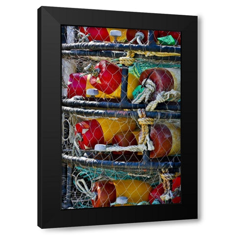 USA, Oregon, Garibaldi Stacked crab pots on dock Black Modern Wood Framed Art Print by Carter, Jean