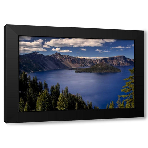 Oregon, Crater Lake NP Spring landscape of lake Black Modern Wood Framed Art Print with Double Matting by OBrien, Jay