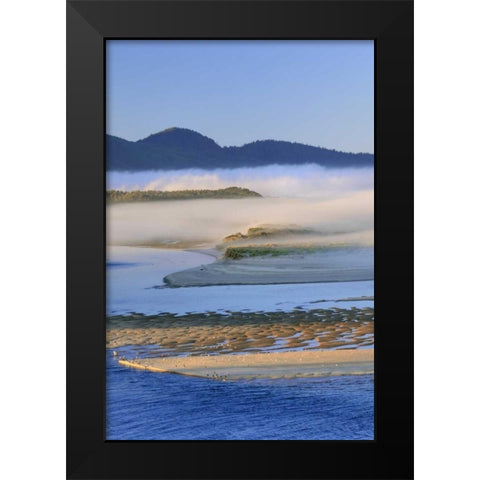 USA, Oregon Fog over Netarts Bay Black Modern Wood Framed Art Print by Terrill, Steve