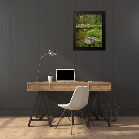 Oregon, Mt Hood NF Reflections in Surprise Lake Black Modern Wood Framed Art Print by Terrill, Steve