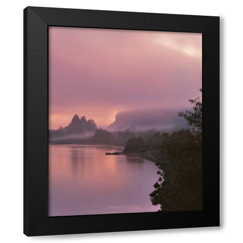 OR, Columbia Gorge NSA Fog along Columbia River Black Modern Wood Framed Art Print with Double Matting by Terrill, Steve