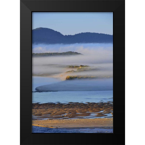 USA, Oregon Morning fog over Netarts Bay Black Modern Wood Framed Art Print by Terrill, Steve