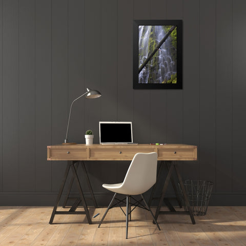 Oregon, Proxy Falls Waterfalls over basalt Black Modern Wood Framed Art Print by Delisle, Gilles