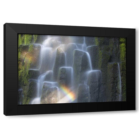 OR, Proxy Falls Waterfall rainbow over columns Black Modern Wood Framed Art Print with Double Matting by Delisle, Gilles