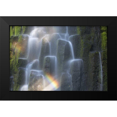 OR, Proxy Falls Waterfall rainbow over columns Black Modern Wood Framed Art Print by Delisle, Gilles
