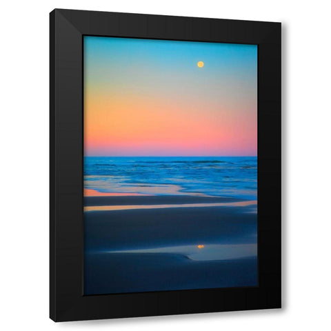 Oregon-Bandon Beach and full moonset Black Modern Wood Framed Art Print by Jaynes Gallery