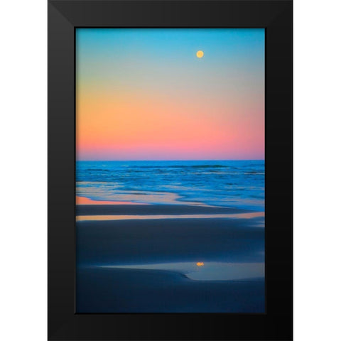 Oregon-Bandon Beach and full moonset Black Modern Wood Framed Art Print by Jaynes Gallery