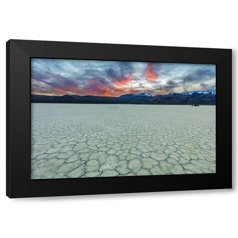 Playa at sunset with Steen Mountain on the Alvord Desert in Harney County-Oregon-USA Black Modern Wood Framed Art Print by Haney, Chuck