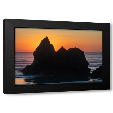 Humbug Point at sunset near Cannon Beach-Oregon-USA Black Modern Wood Framed Art Print by Haney, Chuck